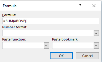 Kako hitro seštevanje vrstic v tabeli v besedi formula Microsoft Word v redu