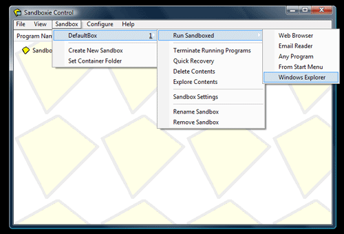 SandBoxie - Zaženite Windows Explorer v varnem okolju