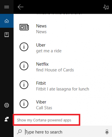 aplikacije, ki jih poganja Cortana