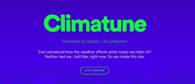 Spotify Now prikazuje glasbo V skladu z vremenskim podnebjem spotify accuweather playlist