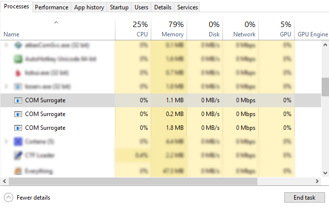 Postopek nadomestitve COM v upravitelju opravil Windows