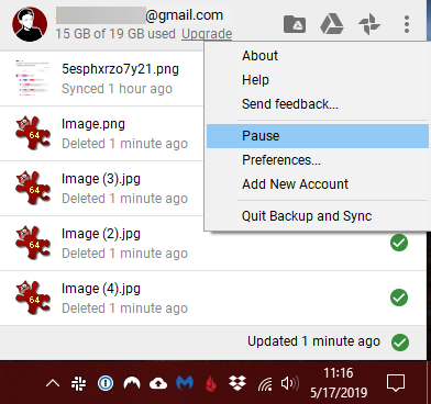 Google Drive Pause Sync
