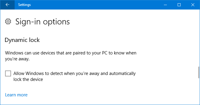 dinamična ključavnica Windows 10