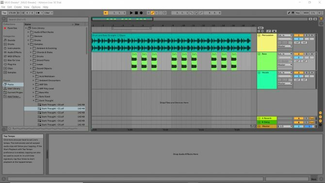 posnetek zaslona, ​​ki prikazuje vzorce basov, ki so bili dodani prikazu skladb