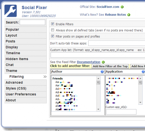 Očistite svoj Facebook News Feed s filtriranjem Social Fixer [Tedenski nasveti za Facebook] Social Fixer Filters