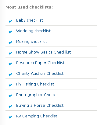 Checklist.com: Prosti seznam baz podatkov o brezplačnih seznamih