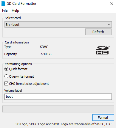 Formatirajte mikroSD kartico Raspberry Pi