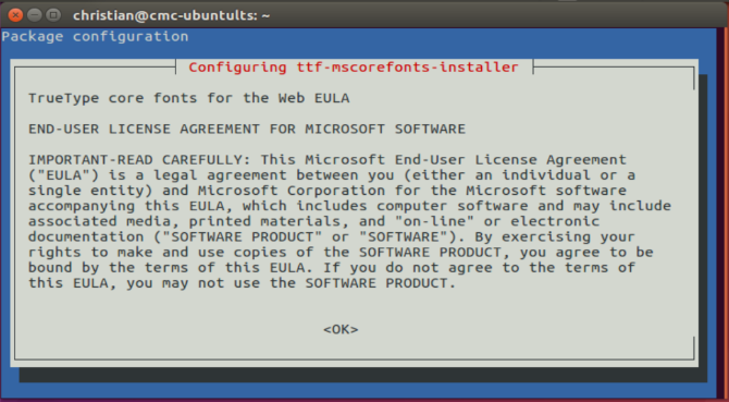 Kako namestiti Microsoftove besedilne pisave v Ubuntu Linux mio linux ms fonts eula