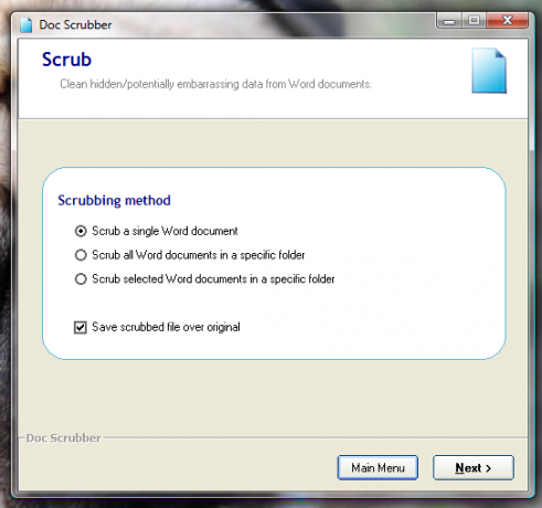 Kako očistiti metapodatke iz Wordovih dokumentov [Windows] docscrubber scrub options