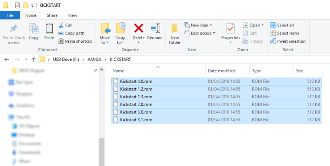 Kopirajte datoteke Amiga Kickstart v USB