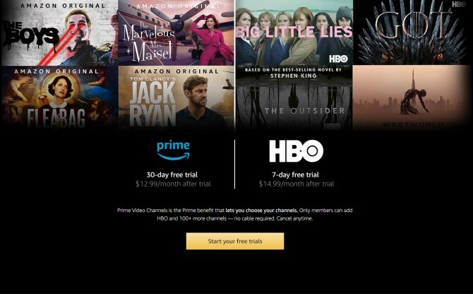 Brezplačna preizkusna različica Amazon Prime HBO