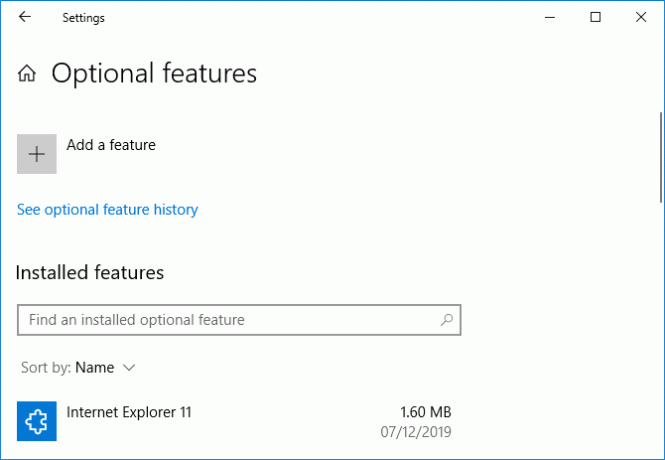 Windows 10 izbirnih funkcij