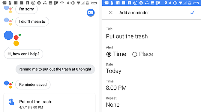 Dodajanje opomnika za Google Assistant