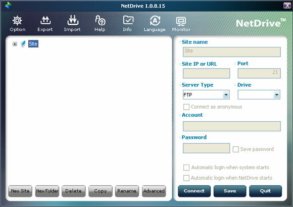 netdrive - zemljevid ftp pogon vista