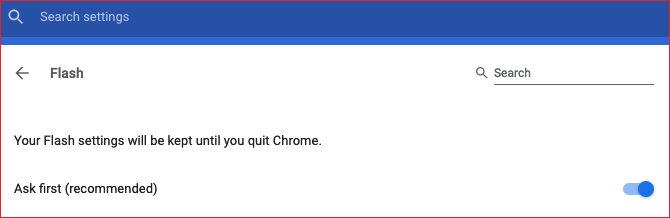 omogoči bliskavico na zavihku nastavitev google chrome