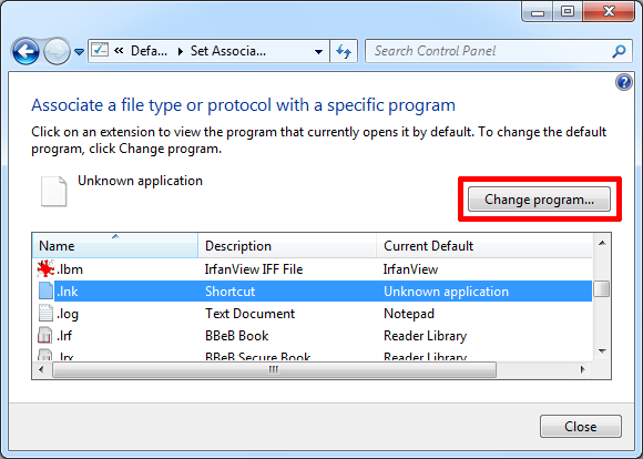 povezave datotek Windows 7