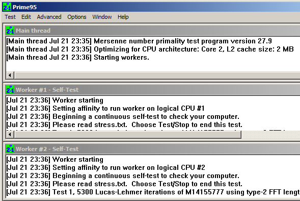 Stresni test Prime95