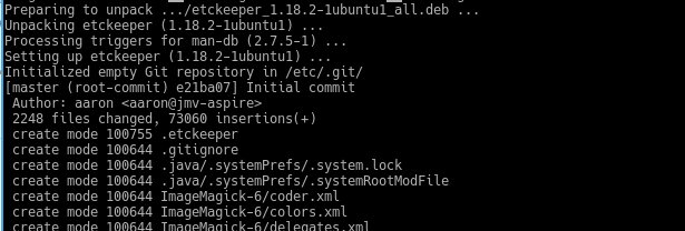 optimizirati backup etckeeper init