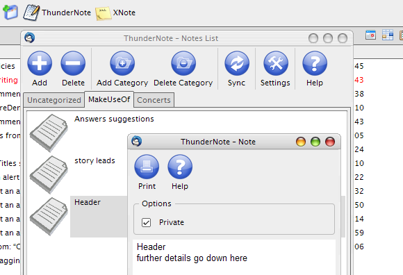 thunderbird notes addon