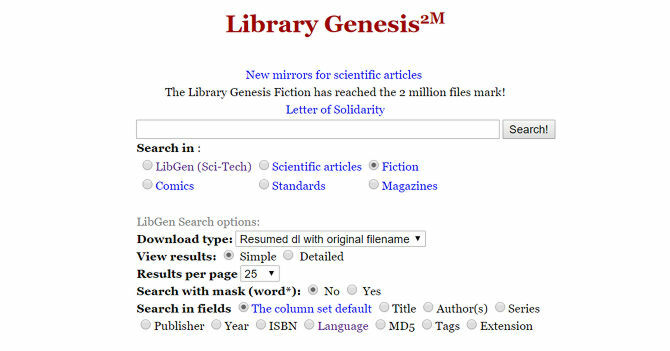 Ta zajem zaslona prikazuje glavni meni knjižnice Genesis brezplačnega prodajalca e-knjig