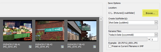 adobe bridge shrani lokacijo