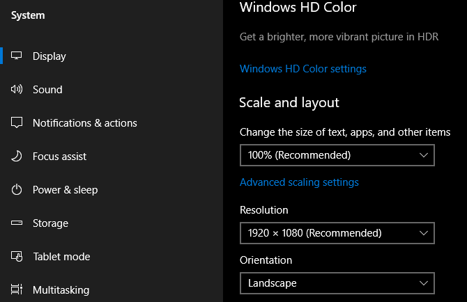 Usmerjenost na zaslon Windows 10