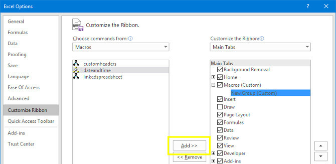 excel dodaj makro