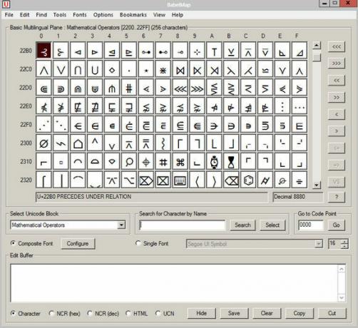 zemljevid znakov za Windows