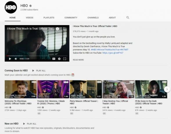 Na YouTubeu si oglejte HBO posnetke brezplačno