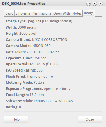 exif podatkov o fotografiji