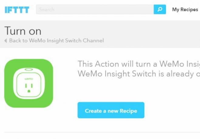 WeMo Maker IFTTT Recept za omogočanje recepta