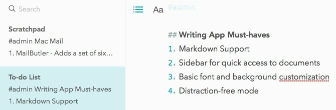 Aplikacija Markdown Writing Must Haves