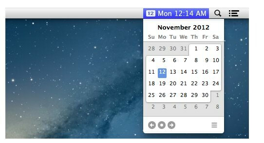 koledar za menijsko vrstico mac