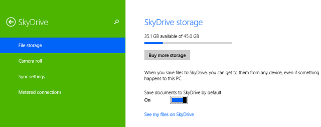 Možnosti SkyDrive-Storage