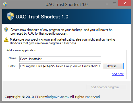 Ustavi moteče pozive za UAC - Kako ustvariti seznam dovoljenj za nadzor uporabniških računov [Windows] UAC Bližnjica zaupanja
