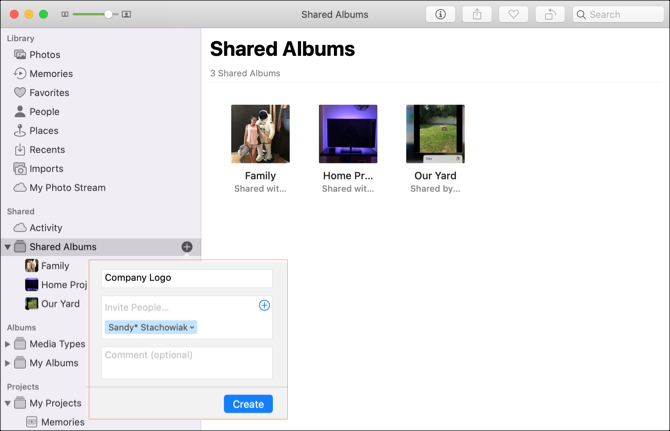 Mac fotografije Ustvari album v skupni rabi