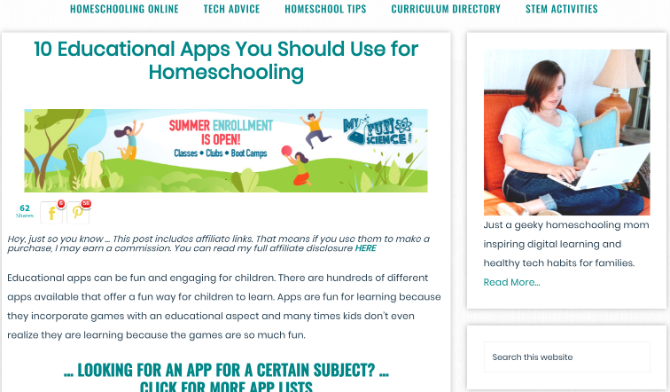 Techie Home School Mom ima lahko brskanje po seznamih učnih predmetov in učnih načrtov