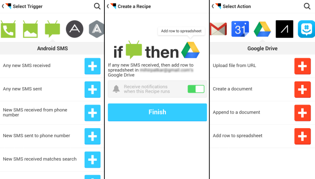 IFTTT-Za-Android-Telefon-Dnevniki-SMS-Google-Drive-Varnostno kopiranje-Besedila