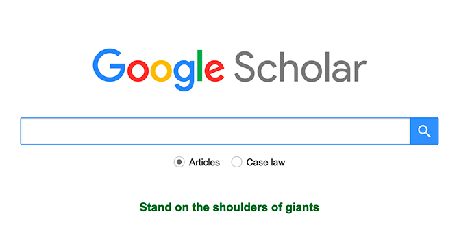 Domača stran Google Scholar