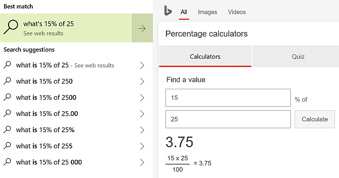 Cortana Namizni kalkulator za namizje