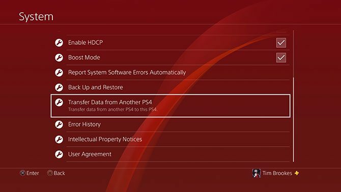 Prenos podatkov PS4 v sistemskem meniju