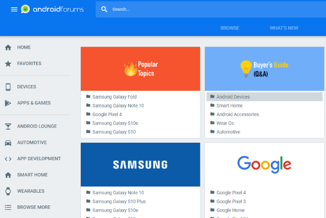 Spletno mesto foruma Android