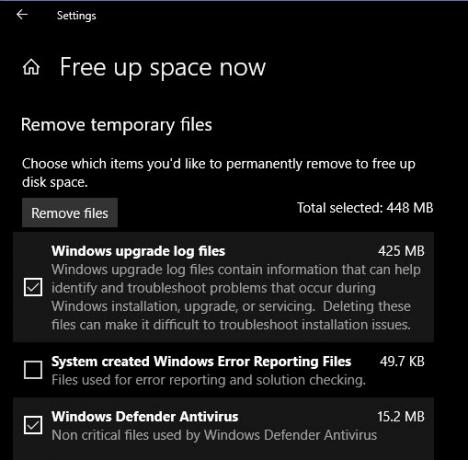 Posodobitev sistema Windows 10 Free Storage April 2018