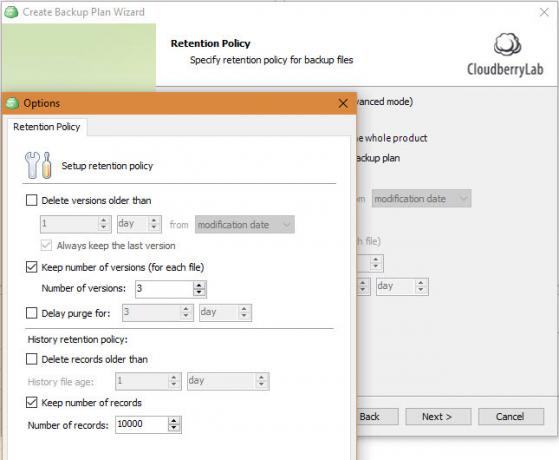 CloudBerry Backup ščiti datoteke v sistemih Windows, Mac in Linux 10 CloudBerry Backup Retention