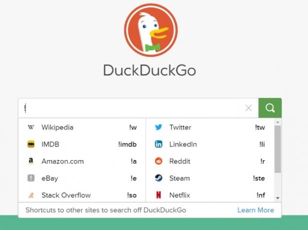 DuckDuckGo Bangs zasebni iskalnik