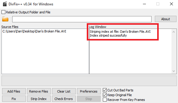 Kako popraviti poškodovane datoteke AVI, ki ne bodo predvajale indeksa divfix
