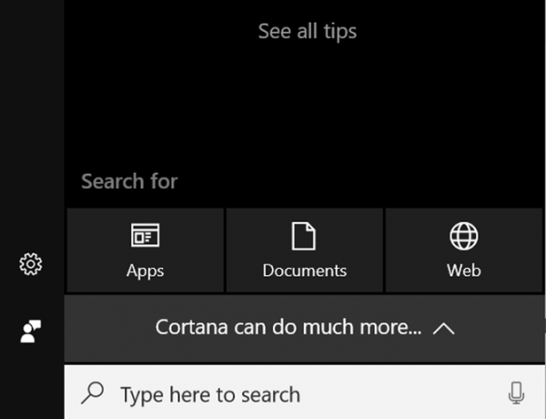 Cortana na glavnem zaslonu računalnika