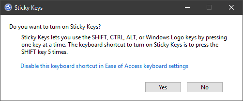 Dialog Windows Lepljivi ključi
