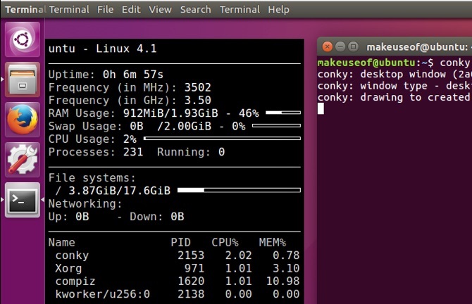 izboljšati sistem Linux conky