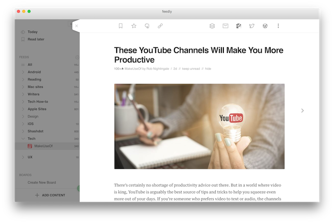 Mac RSS Readers Feedly za Mac 2
